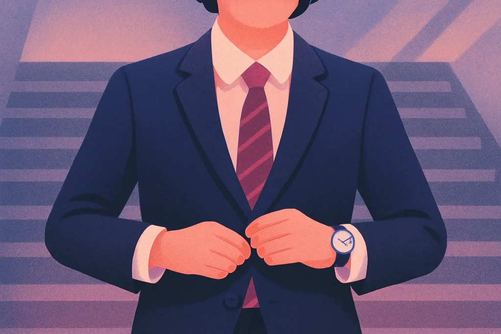 An illustration representing a coach in a suit.
